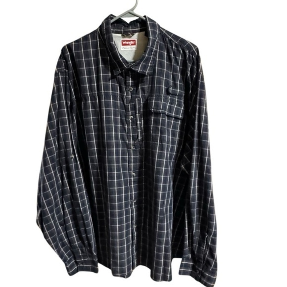 Wrangler Men's Shirt 3XL Plaid Long Sleeve Mesh Lined‎ Zip Pocket Button Up EUC